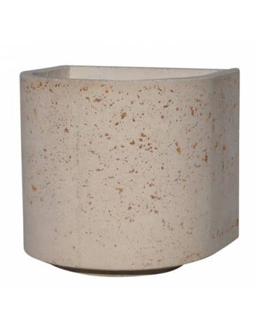 Fioriera semicircolare in cemento calcestruzzo per esterno - colore Bianco travertino - con zoccolatura - cm Ø 65x70h - CAM