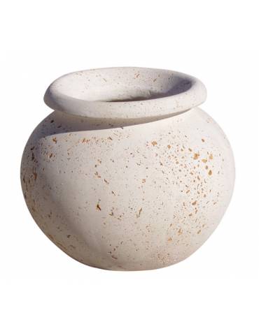 Fioriera tonda anfora in cemento calcestruzzo per esterno da appoggio - colore Bianco travertino - cm Ø 73x60h - Conforme ai CAM