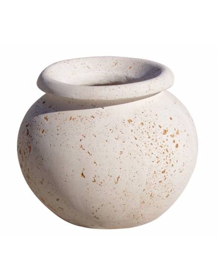 Fioriera tonda anfora in cemento calcestruzzo per esterno da appoggio - colore Bianco travertino - cm Ø 73x60h - Conforme ai CAM