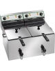 Friggitrice da banco elettrica 2 vasche con rubinetti di scarico olio Lt. 10+10 Monofase