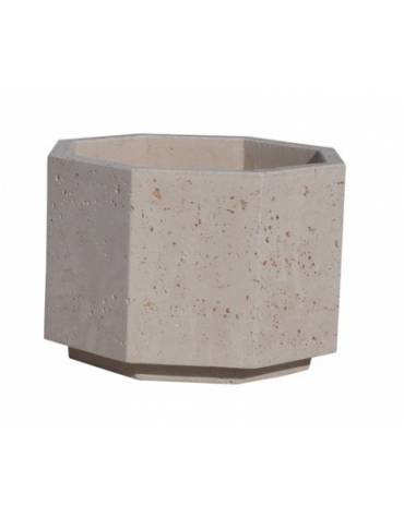 Fioriera ottagonale in cemento calcestruzzo per esterno - colore Grigio pietra - con zoccolatura - cm 62x62x45h - CAM