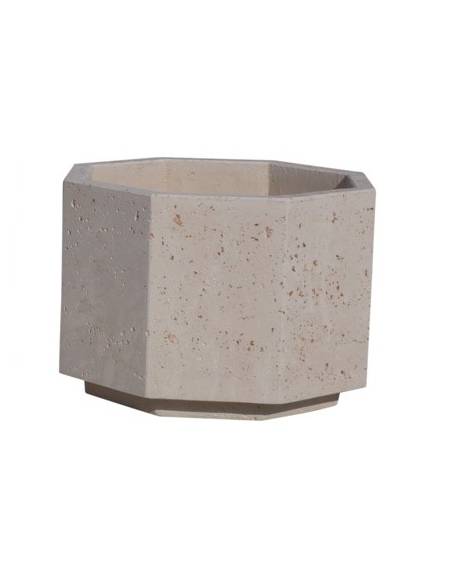 Fioriera ottagonale in cemento calcestruzzo per esterno - colore Bianco travertino - con zoccolatura - cm 62x62x45h
