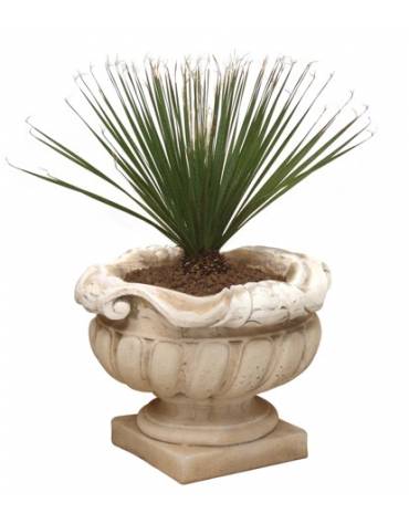 Fioriera tonda con ornamenti in cemento bianco effetto liscio per esterno - colore a scelta - Conforme ai CAM