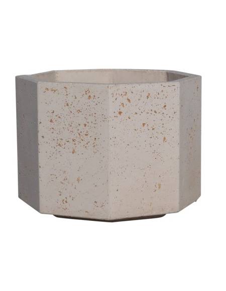 Fioriera ottagonale in cemento calcestruzzo per esterno - colore Grigio travertino - con zoccolatura - cm 69x69x56h