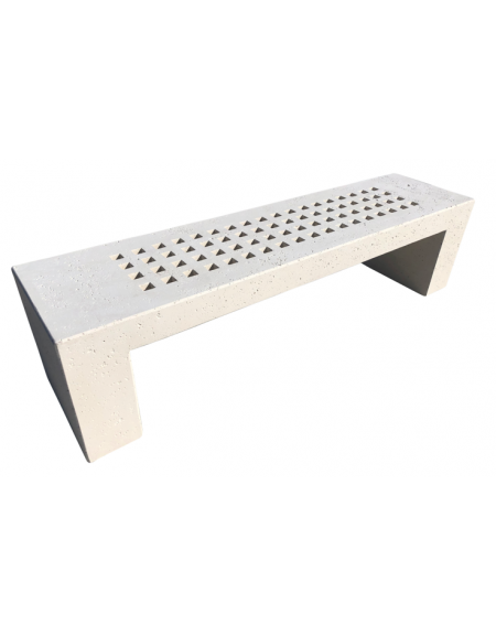 PANCHINA LINEARE CON FORI IN CEMENTO COLORE BIANCO SABBIATO PER ESTERNO - CM 200x50x50H - CONFORME AI CAM