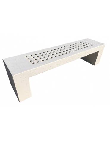 PANCHINA LINEARE CON FORI IN CEMENTO COLORE BIANCO TRAVERTINO PER ESTERNO - CM 220X60X50H