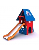 Torretta in legno con scala di risalita e scivolo inox - cm 285x106x205h