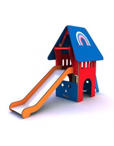 Torretta in legno con scala di risalita e scivolo inox - cm 285x106x205h