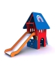 Torretta in legno con scala di risalita e scivolo inox - cm 285x106x205h