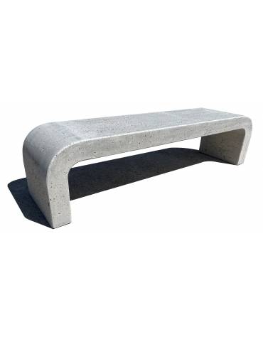 PANCHINA IN CEMENTO CON FIANCHI CURVI PER ARREDO URBANO - COLORE GRIGIO PIETRA - CM 200X50X50H