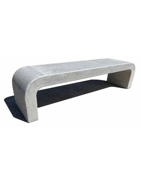 PANCHINA IN CEMENTO CON FIANCHI CURVI PER ARREDO URBANO - COLORE GRIGIO PIETRA - CM 200X50X50H