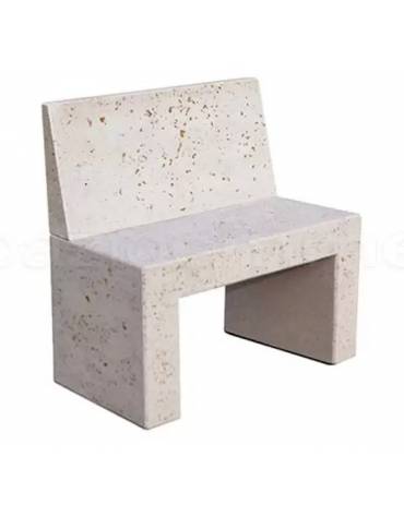 PANCHINA RETTANGOLARE CON SCHIENALE IN CEMENTO PER ARREDO URBANO - COLORE BIANCO SABBIATO - CM 100X50X90H