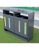 Cestino per raccolta differenziata a 4 settori da Lt 120, in acciaio zincato e verniciato, con copertura - cm 122,4x31x97,3h