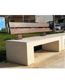 PANCHINA IN CEMENTO CALCESTRUZZO SPESSORE 10CM - COLORE GRIGIO TRAVERTINO - CON SCHIENALE IN LEGNO- CM 170X40X85H - Conforme CAM