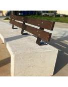 PANCHINA IN CEMENTO CALCESTRUZZO SPESSORE 10CM - COLORE BIANCO SABBIATO - CON SCHIENALE IN LEGNO- CM 170X40X85H - Conforme CAM