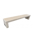 PANCHINA RETTANGOLARE MONOBLOCCO IN CEMENTO CALCESTRUZZO SPESSORE 12 CM - COLORE BIANCO SABBIATO - CM 200X50X45H