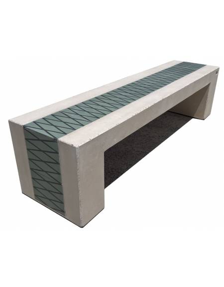 PANCHINA MONOBLOCCO IN GRANIGLIA DI MARMO SABBIATO - COLORE A SCELTA - DECORATA CON CEMENTINE - CM 200X50X50H - CAM