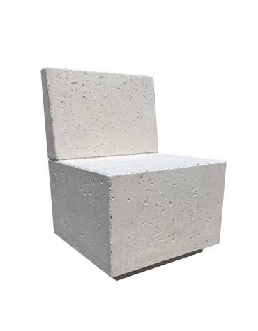 PANCHINA QUADRATA CON SCHIENALE IN CEMENTO CALCESTRUZZO - COLORE GRIGIO TRAVERTINO - CM 60x60x85H - Conforme ai CAM