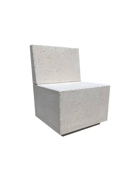 PANCHINA QUADRATA CON SCHIENALE IN CEMENTO CALCESTRUZZO - COLORE GRIGIO TRAVERTINO - CM 60x60x85H - Conforme ai CAM