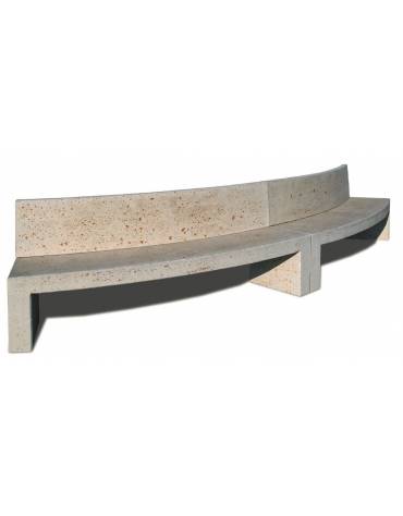 PANCHINA CURVA CONVESSA IN CEMENTO CON SCHIENALE PER ARREDO URBANO - COLORE GRIGIO PIETRA - CM 200x50x90H - CAM