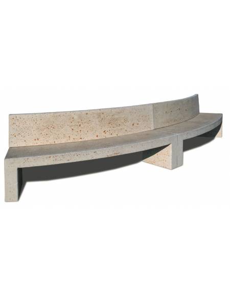 PANCHINA CURVA CONVESSA IN CEMENTO CON SCHIENALE PER ARREDO URBANO - COLORE GRIGIO PIETRA - CM 200x50x90H - CAM