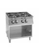 Cucina professionale a gas 4 fuochi su armadio aperto cm 80x90x90h - N° 4 Bruciatori da 10 Kw cadauno - Potenza totale Kw 40