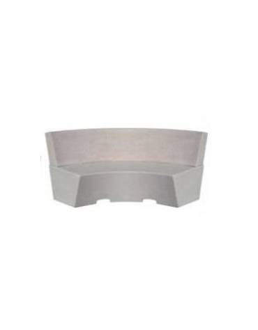 PANCHINA CURVA CONCAVA IN CEMENTO CON SCHIENARE PER ARREDO URBANO - COLORE BIANCO PIETRA - CM 200X60X85H