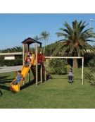 Torretta con altalena sedile piano - scivolo vetroresina - cm 490x445x315h