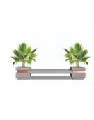 Panchina in graniglia di marmo sabbiato seduta liscia con 2 fioriere laterali - colore a scelta - cm 310x60x65h - CAM