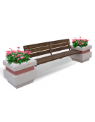 Panchina con schienale e seduta in legno - 2 fioriere laterali cemento calcestruzzo colore Bianco pietra - cm 310x60x90h - CAM