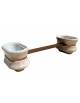 Panchina con seduta in legno fra 2 fioriere ovali in cemento colore Bianco sabbiato - cm 280x100x65h - Conforme ai CAM
