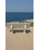 PANCHINA CON SCHIENALE IN CEMENTO CALCESTRUZZO PER ARREDO URBANO - COLORE GRIGIO TRAVERTINO - CM 170x70x68H - Conforme ai CAM