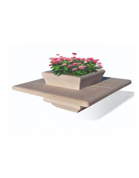 Panchina quadrata in cemento calcestruzzo con fioriera centrale - colore Bianco sabbiato - cm 168x168x65h - Conforme ai CAM