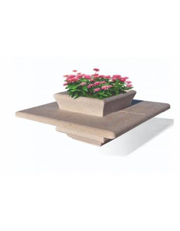 Panchina quadrata in graniglia di marmo sabbiato con fioriera centrale - colore a scelta - cm 168x168x65h - Conforme ai CAM