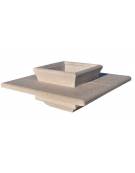 Panchina quadrata in cemento calcestruzzo con fioriera centrale - colore Bianco travertino - cm 200x200x65h - Conforme ai CAM