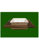 Panchina quadrata seduta in legno con fioriera centrale in cemento colore Grigio pietra - cm 195x195x65h - Conforme ai CAM