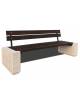 Panchina con schienale e seduta a doghe in legno esotico e fianchi in cemento colore Bianco pietra - cm 220x68x85h - CAM