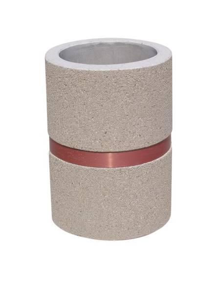 Cestone portarifiuti gettacarte in cemento colore Grigio travertino - con anello reggisacco - Diametro cm 50 - Altezza cm 70