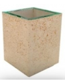 CESTONE GETTACARTE MONOBLOCCO QUADRATO IN CALCESTRUZZO COLORE BIANCO PIETRA - CM 60x60x70H - Conforme ai CAM