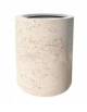Cestone portarifiuti gettacarte in cemento colore Bianco travertino - con anello reggisacco - cm Ø 60x70h - Conforme ai CAM
