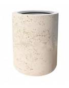 Cestone portarifiuti in graniglia di marmo levigato e antidegrado, colore a scelta - con anello reggisacco - cm Ø60x70h - CAM