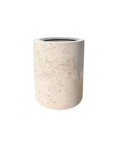 Cestone portarifiuti in graniglia di marmo levigato e antidegrado, colore a scelta - con anello reggisacco - cm Ø60x70h - CAM