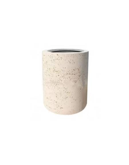 Cestone portarifiuti in graniglia di marmo levigato e antidegrado, colore a scelta - con anello reggisacco - cm Ø60x70h - CAM