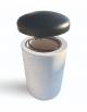 Cestone portarifiuti in cemento colore Bianco travertino - con coperchio ribaltabile + anello reggisacco - cm Ø 50x100h - CAM