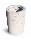 Cestone portarifiuti gettacarte in cemento colore Bianco sabbiato - con anello reggisacco - cm Ø50x70h - Conforme ai CAM