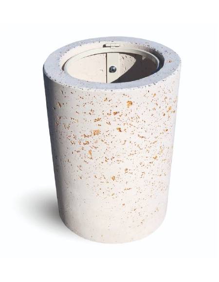 Cestone portarifiuti gettacarte in graniglia di marmo levigato antidegrado colore a scelta - anello reggisacco - cm Ø50x70h CAM