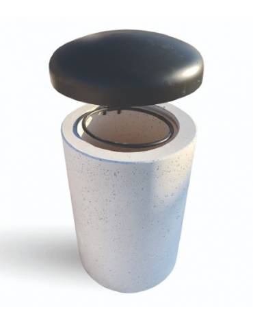 Cestone portarifiuti in graniglia di marmo sabbiato, vari colori - coperchio ribaltabile+anello reggisacco - cm Ø50x100h - CAM