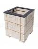 CESTONE GETTACARTE QUADRATO CON SCANALATURE IN CALCESTRUZZO COLORE BIANCO TRAVERTINO - CM 60X60X70H - Conforme ai CAM