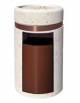 CESTONE GETTACARTE CON POSACENERE IN CALCESTRUZZO COLORE BIANCO TRAVERTINO - SPORTELLO FRONTALE - CM Ø 50X90H - Conforme ai CAM
