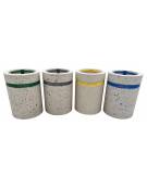 Set per raccolta differenziata composto da 4 cestoni portarifiuti cm Ø 50x70h cad. in cemento colore Grigio sabbiato -  CAM